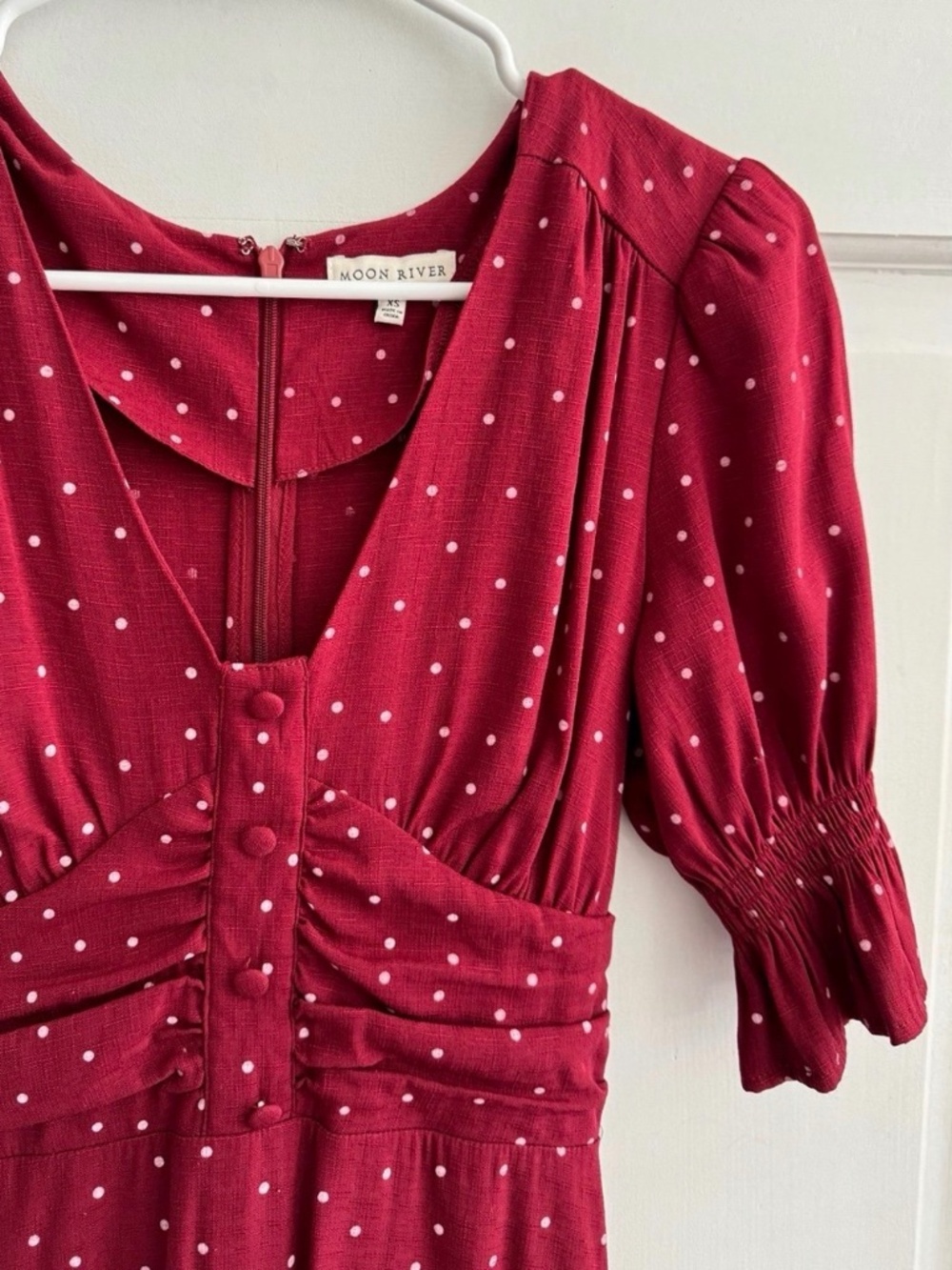 Burgundy polka dot dress